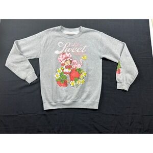 Strawberry Shortcake Graphic Sweatshirt Gray Small Embroidered Sleeve Pullover